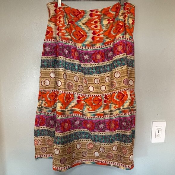 Evan-Picone Womens Skirt Boho Hippie Style A-Line Size 16 100% Cotton Lined Midi - Picture 4 of 9